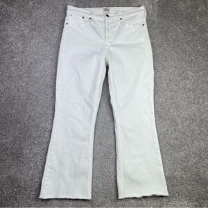 J. Crew Jeans Women’s 31 White Billie Demi Boot Crop High Rise Raw Hem J1752